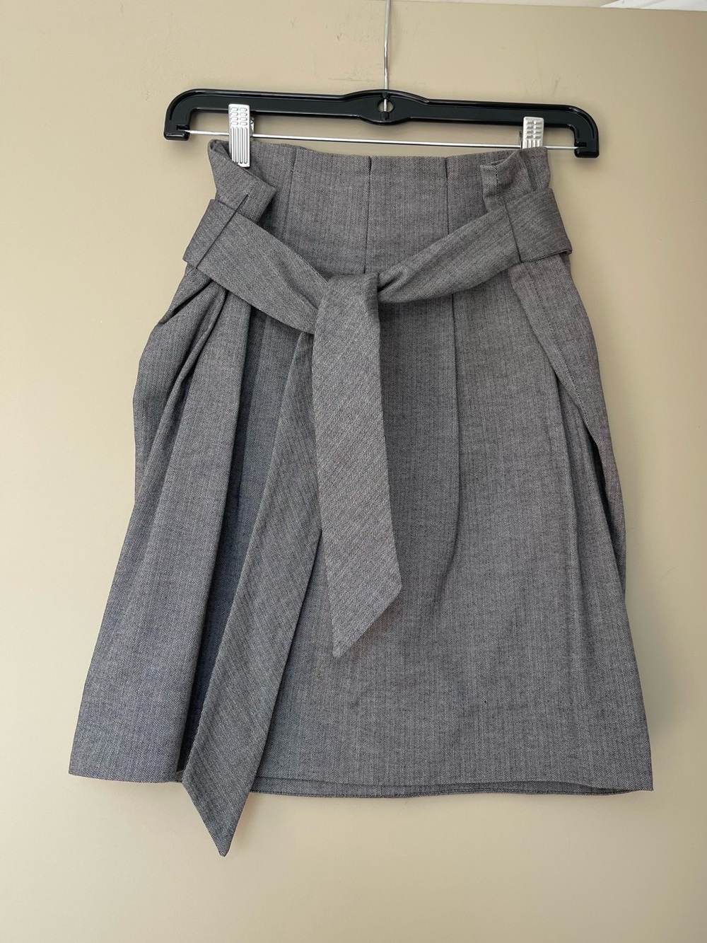 Kenneth Cole Gray Tie-Waist Pencil Skirt